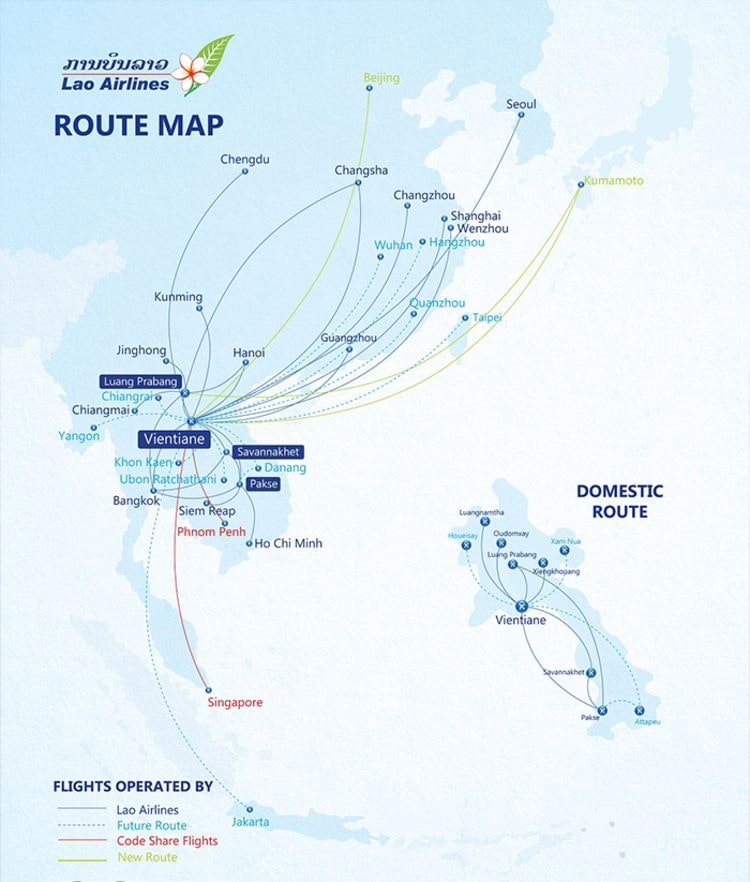 Tàu bay và đường bay của hãng Lao Airlines